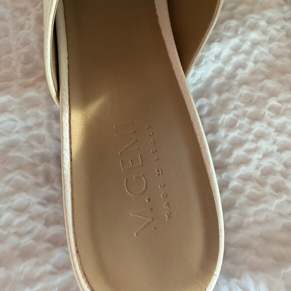 M.Gemi Made in Italy Leather Slide Sandals 42 Beige Square Toe Block Heel Mule - Picture 3 of 10